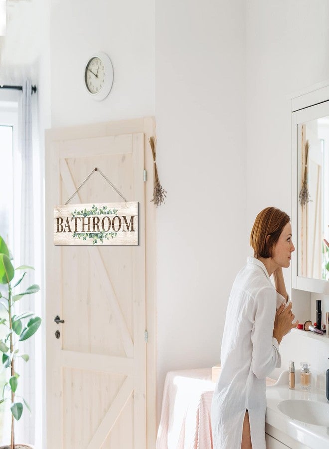 VGICH Bathroom Sign Wall Decor, Bathroom Wall Art, Rustic Farmhouse Wall Hanging Plaque Home Decorative Bathroom, 4.7 x 13.7 inches - Image 2